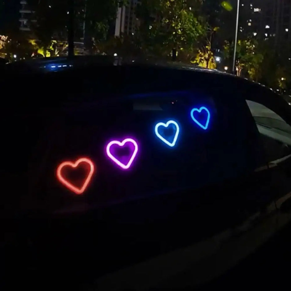 Car Window LED Solar Powered Heart-shaped Neon Light