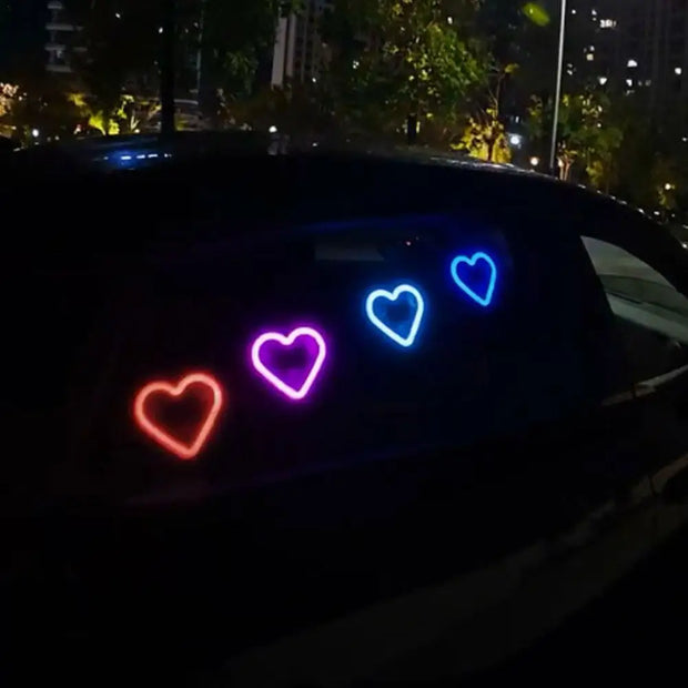 Car Window LED Solar Powered Heart-shaped Neon Light