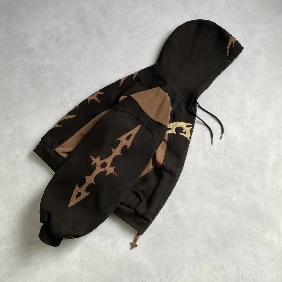 Harajuku Geometric Embroidery  Hoodies