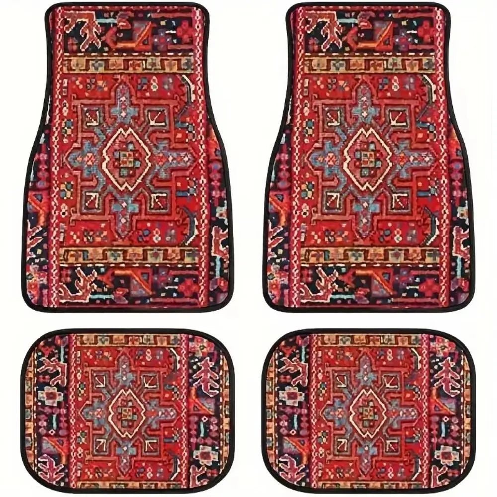 4Pcs Bohemian Car Floor Mats Back Persian Carpet