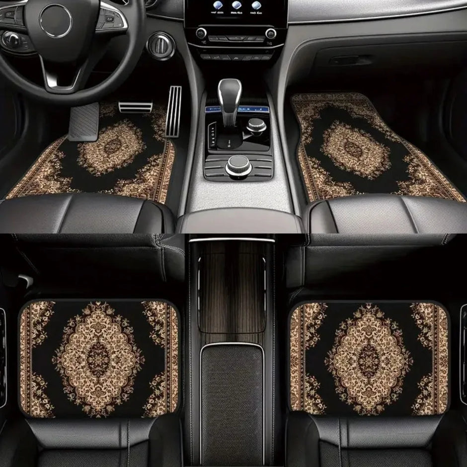 4Pcs Bohemian Car Floor Mats Anti-slip Heavy Duty Persian Carpet