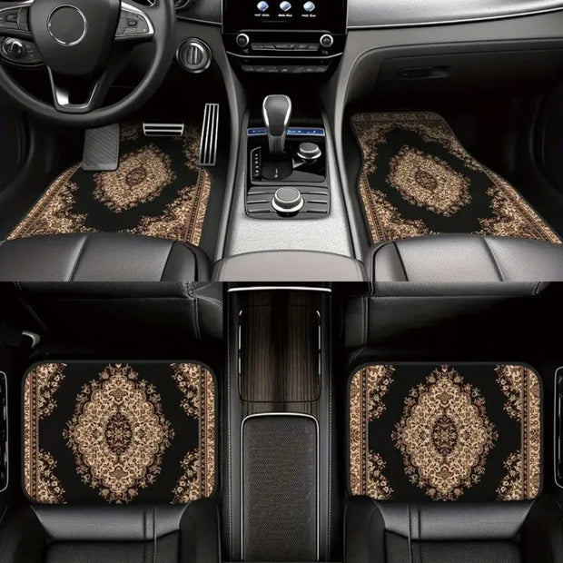 4Pcs Bohemian Car Floor Mats Anti-slip Heavy Duty Persian Carpet