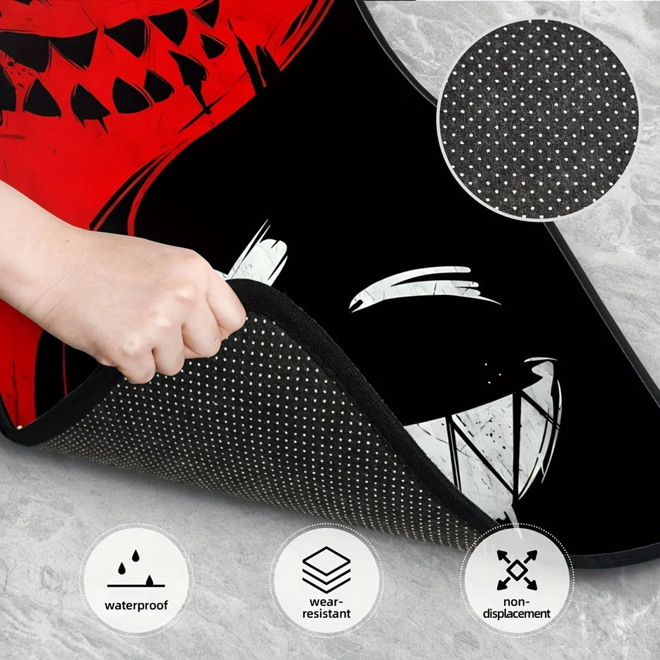 4pcs Cool Design Car Floor Mats, Vibrant Red with Black Accents,Durable, Non-Slip, Dirt-Resistant, Easy Clean