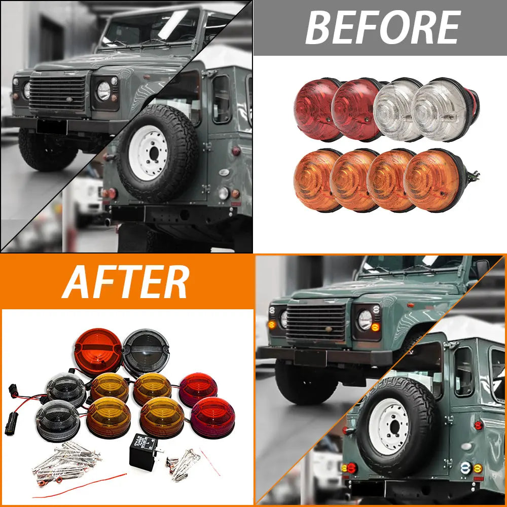 10PCs/Kit Smoke Lens  Upgrade Kit For Land Rover Defender 1990-2016