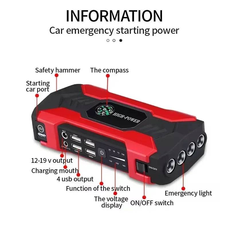 Car Jump Starter 3000A Power Bank and light