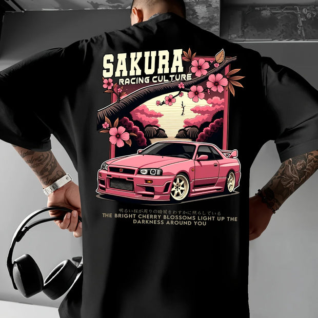 Men’s Japanese Racing Sakura Motorsport Graphic T-Shirt - JDM - Droppi UAE