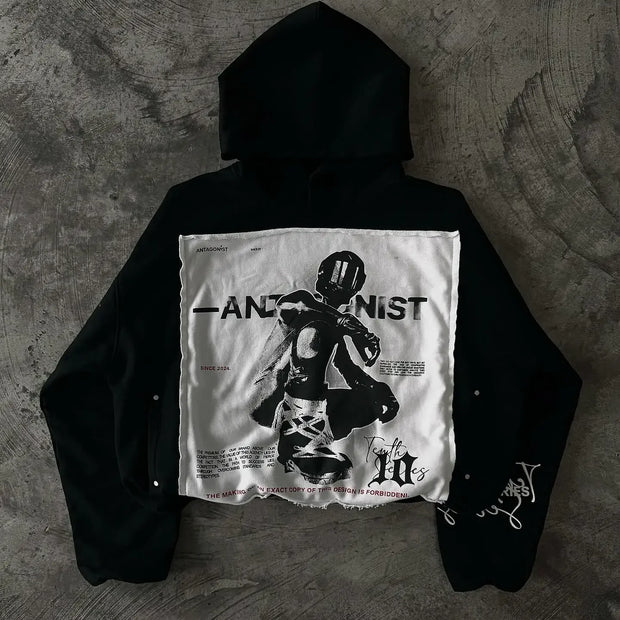 Harajuku Gothic Patchwork Embroidered Oversized Hoodies