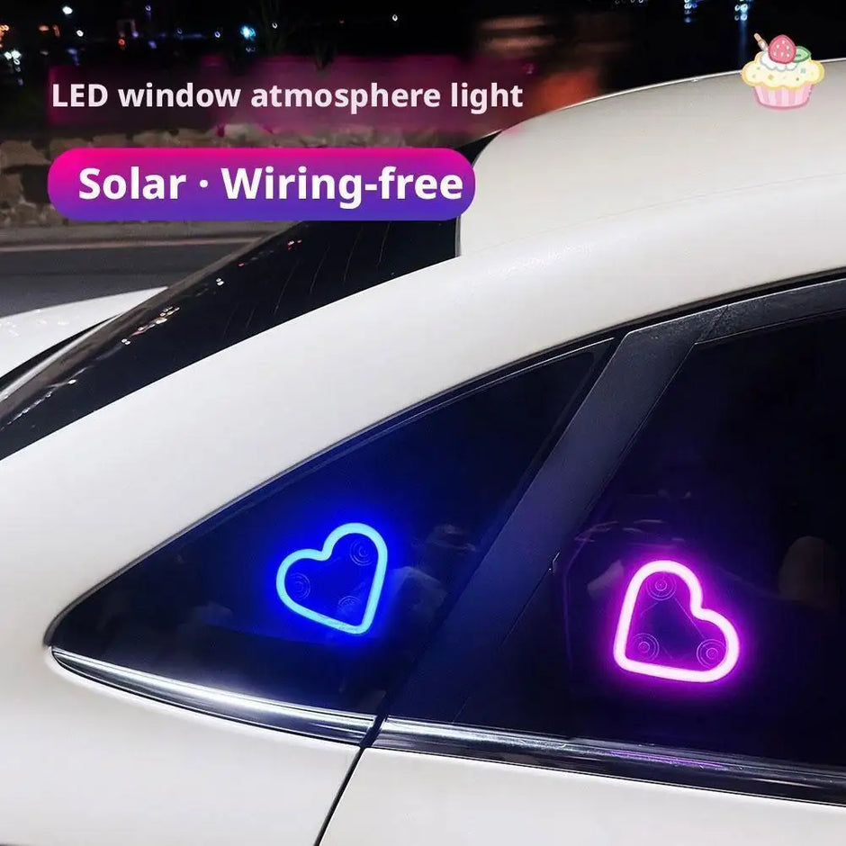 Car Window LED Solar Powered Heart-shaped Neon Light