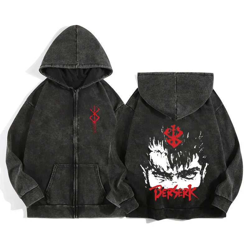 Berserk Wash Zip Up Hoodie