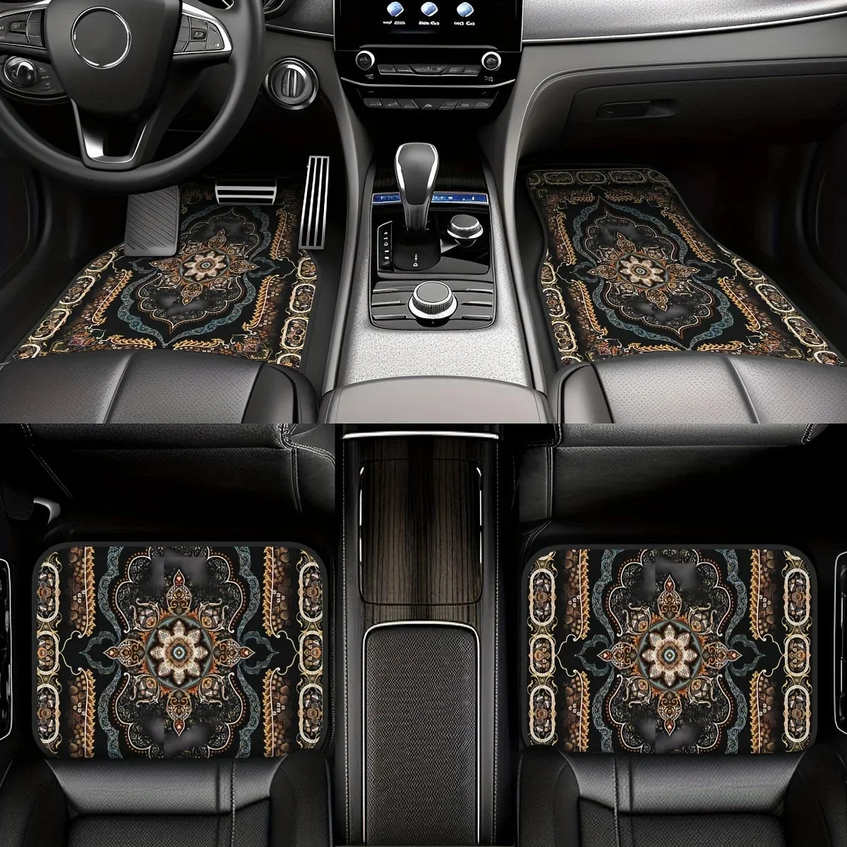 4 Pcs Car Floor Mats Bohemian Pattern