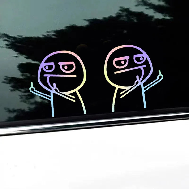 2PCS Car Stickers Middle Finger Motorcycle Helmet D2