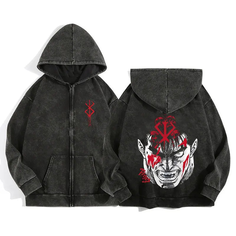 Berserk Wash Zip Up Hoodie