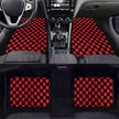 4pcs Floor Mats Checkered Front Rear Carpets Floor Mats Auto Interior