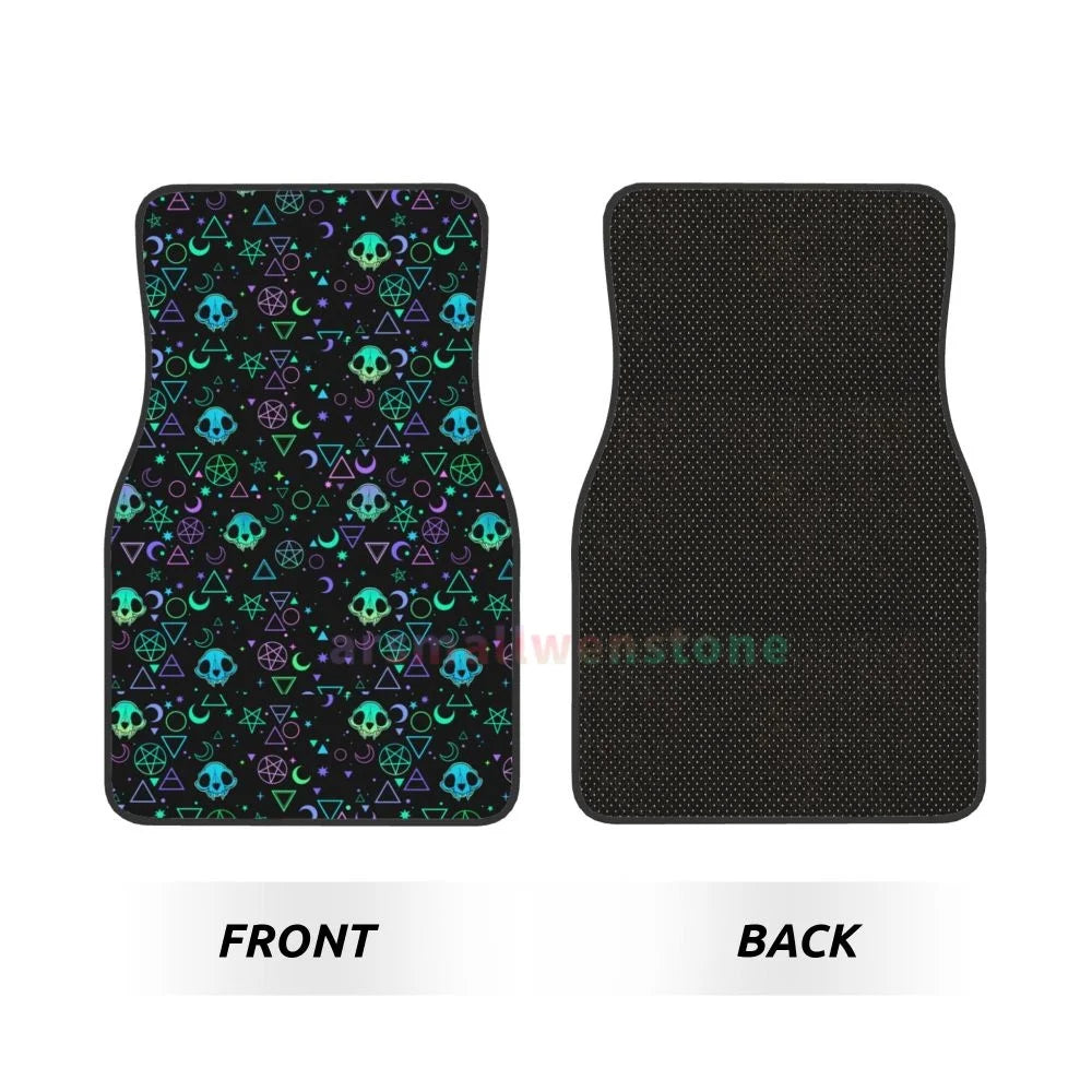 Gothic Black Skull 4PCS Crystal Velvet Car Floor Mat