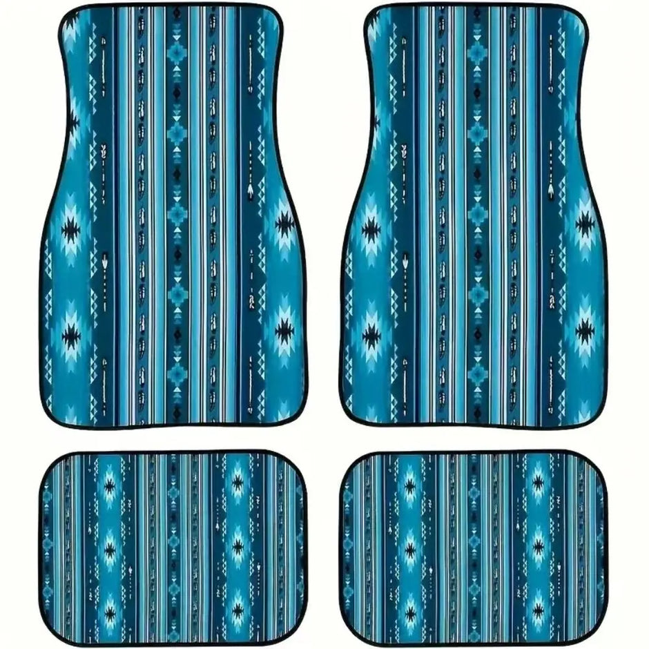 4Pcs Bohemian Car Floor Mats Back Persian Carpet
