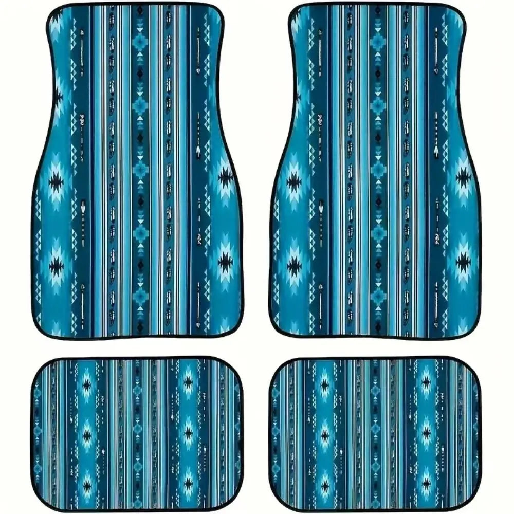 4Pcs Bohemian Car Floor Mats Back Persian Carpet