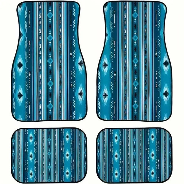 4Pcs Bohemian Car Floor Mats Back Persian Carpet