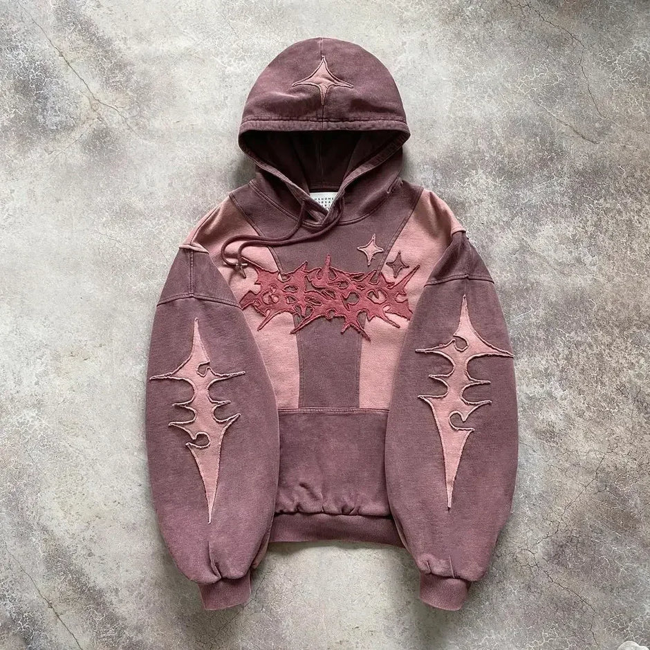 Harajuku Geometric Embroidery  Hoodies