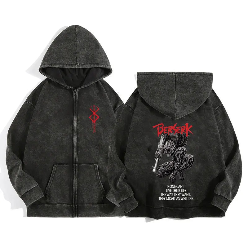 Berserk Wash Zip Up Hoodie