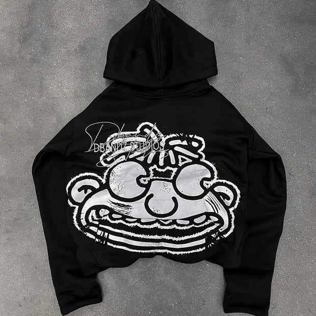 Harajuku Gothic Patchwork Embroidered Oversized Hoodies