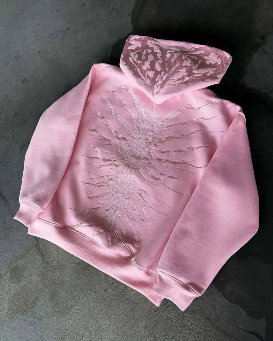 washed distressed patch hoodie