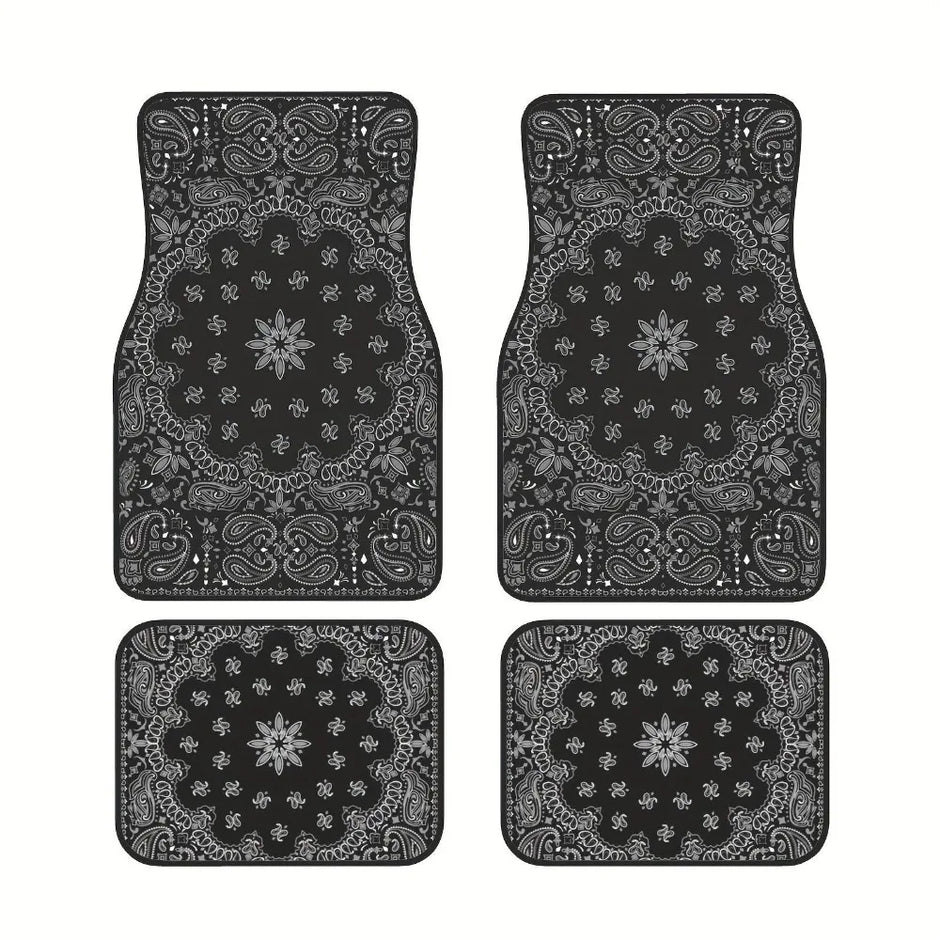 4Pcs Bohemian Car Floor Mats Anti-slip Heavy Duty Persian Carpet