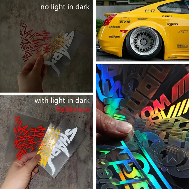 15pcs Car Stickers Set Random Styles Reflective Racing Sponsor Vinyl Decals for JDM Style Car