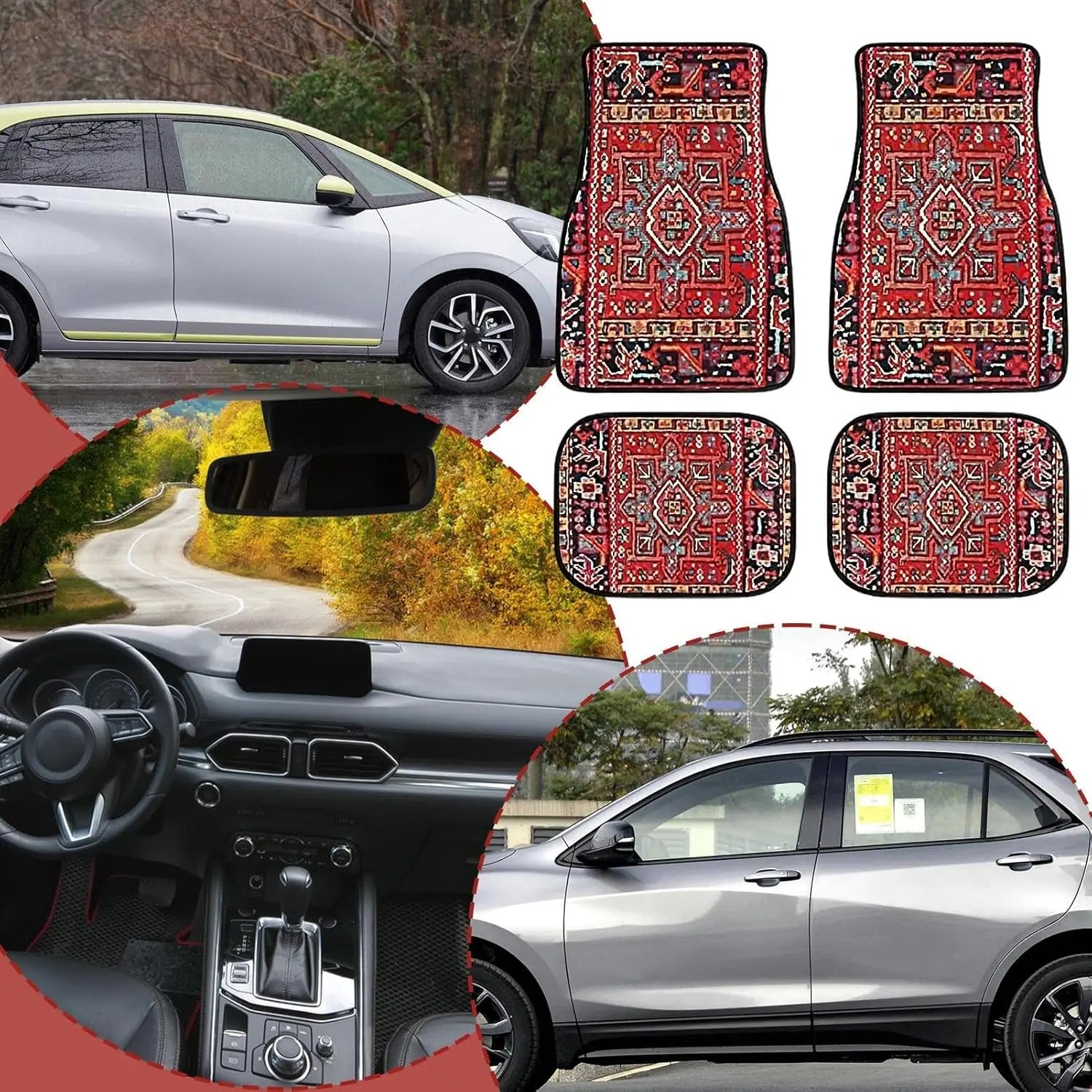 4 Pcs Car Floor Mats Bohemian Pattern
