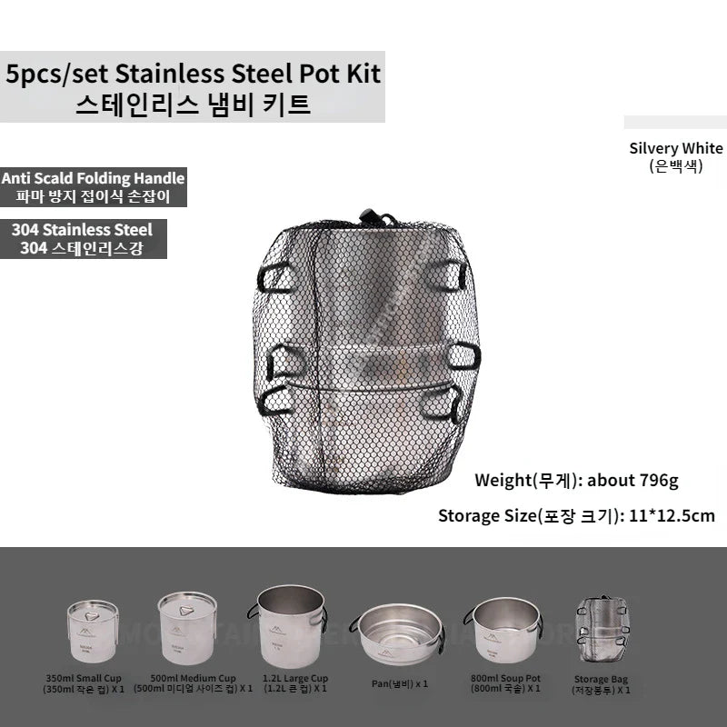 MOUNTAINHIKER 5-Piece Camping Cookware Set