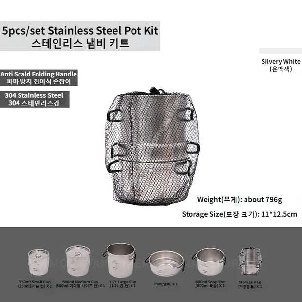 MOUNTAINHIKER 5-Piece Camping Cookware Set