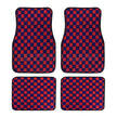 4pcs Floor Mats Checkered Front Rear Carpets Floor Mats Auto Interior