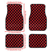 4pcs Floor Mats Checkered Front Rear Carpets Floor Mats Auto Interior