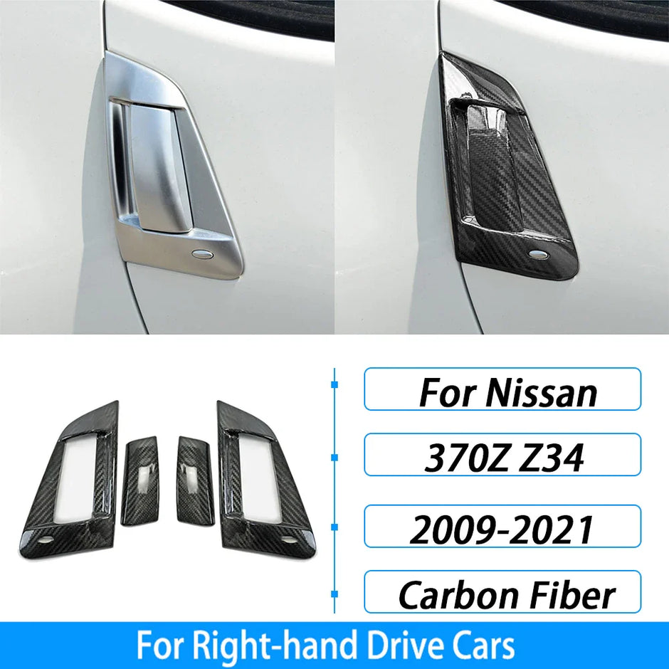 Forged Carbon Fiber Door Handle Panel Trim for Nissan 370Z Z34 (2009–2021)