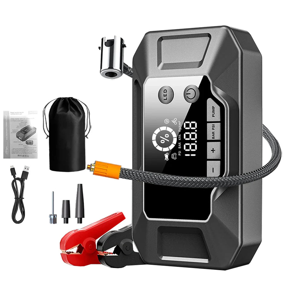 Car Jump Starter & Tire Inflator 26000mAh USB Rechargeable Emergency Battery