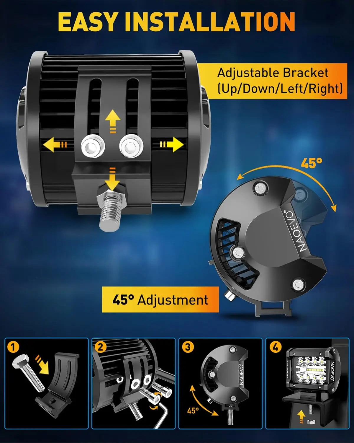 NAOEVO 4 Inch 2Pcs LED Pod Lights