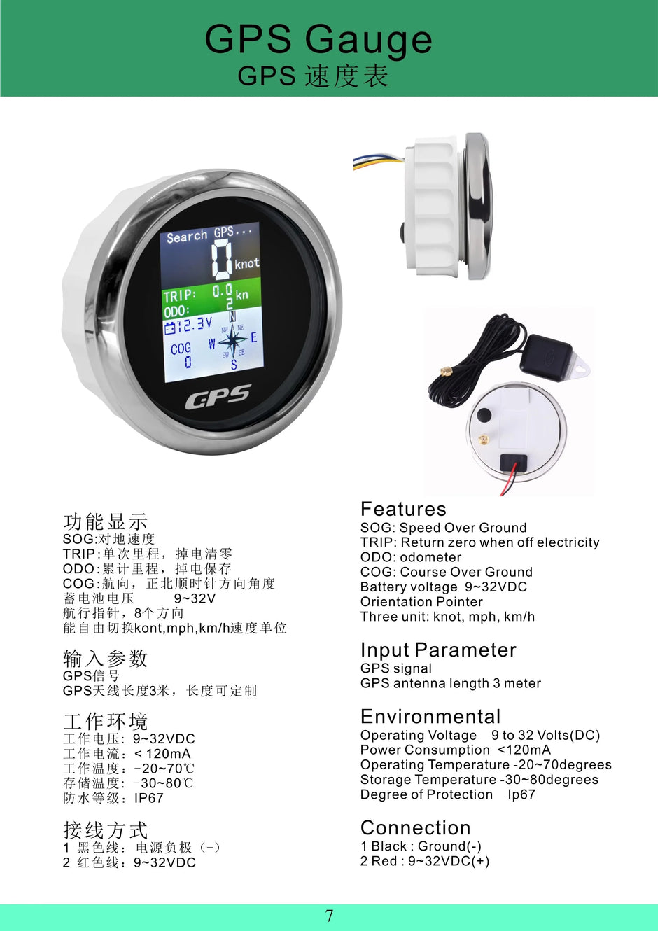 85mm GPS Speedometer & Odometer with TFT Display