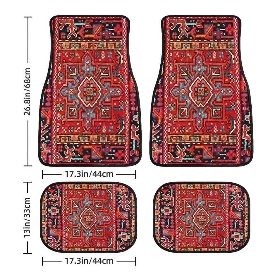 4 Pcs Car Floor Mats Bohemian Pattern