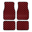 4pcs Floor Mats Checkered Front Rear Carpets Floor Mats Auto Interior