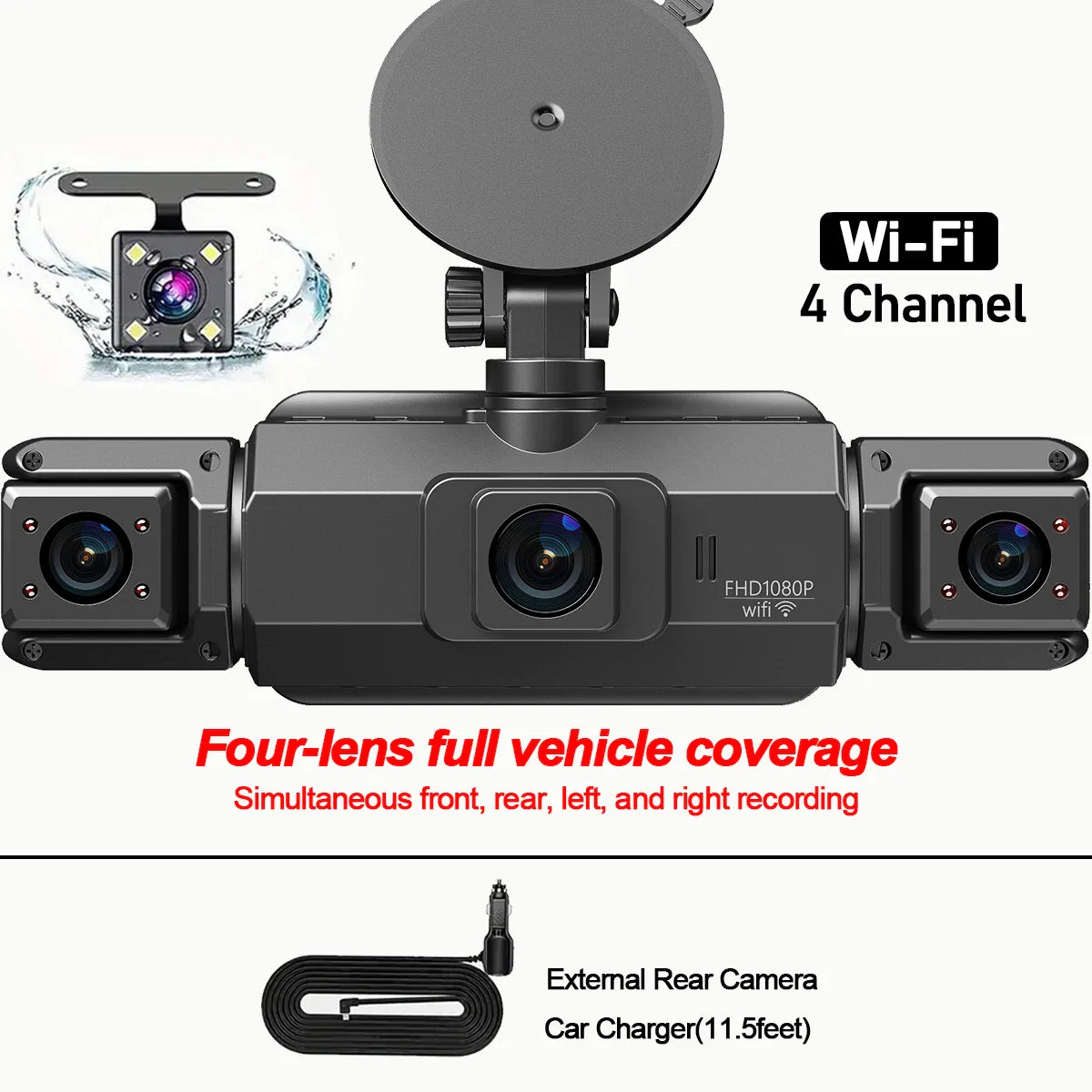 dashcam 4 channels wifi car dvr dashboard cameras