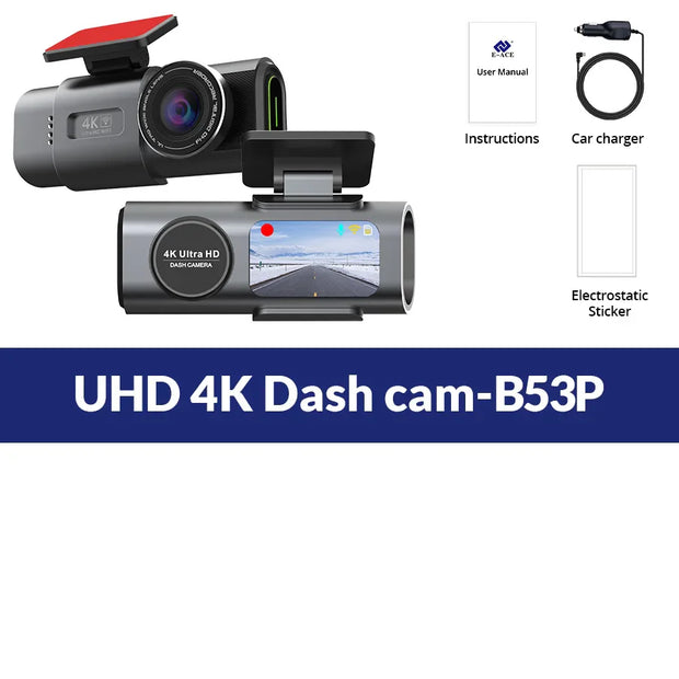 4K UHD Dash Cam with Wi-Fi, GPS & Night Vision – 24H Parking Mode