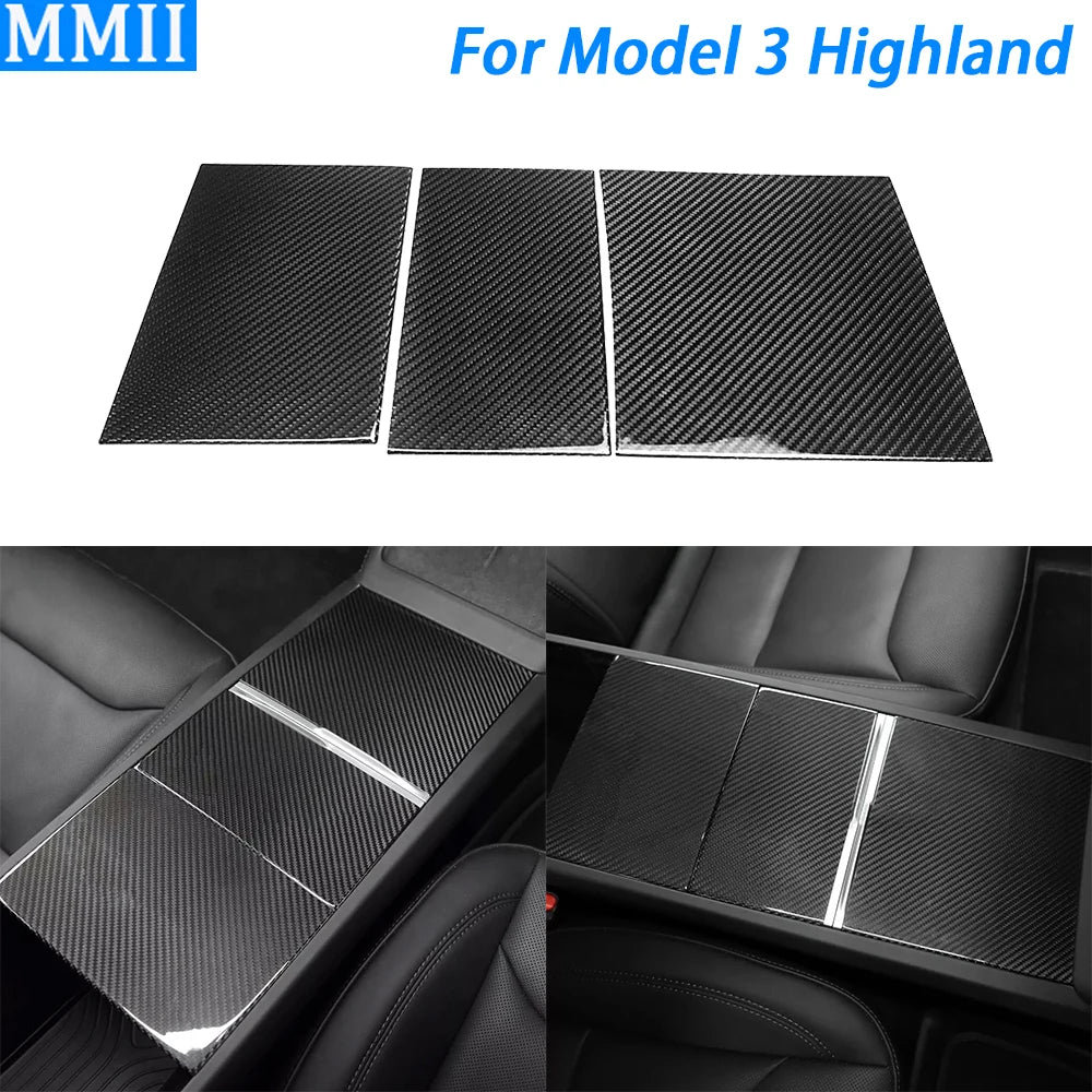 Dry Carbon Fiber Center Cup Holder Panel for Tesla Model 3 Highland (2024)