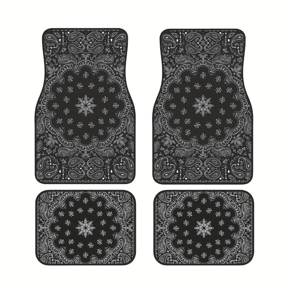 4Pcs Bohemian Car Floor Mats Anti-slip Heavy Duty Persian Carpet