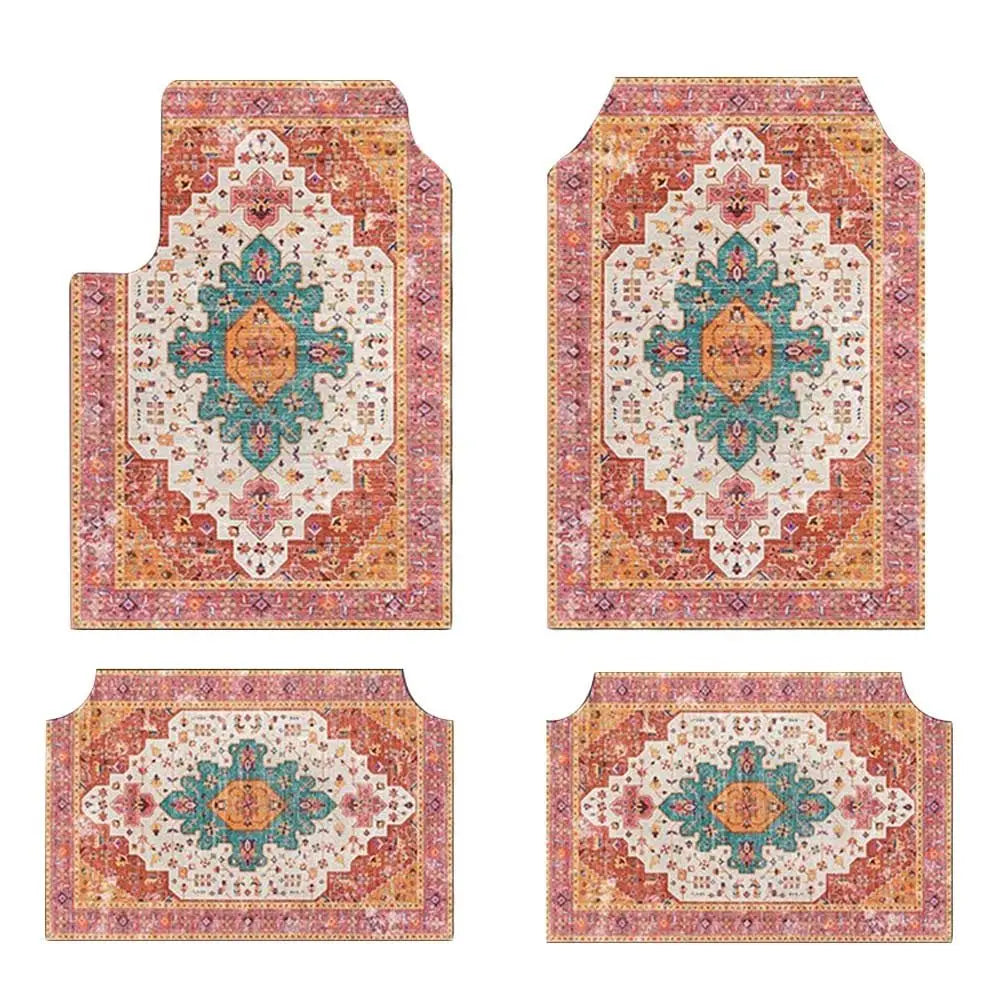 4Pcs/Set Bohemian Car Floor Mats Heavy Duty Rubber Back Car Floor Protector