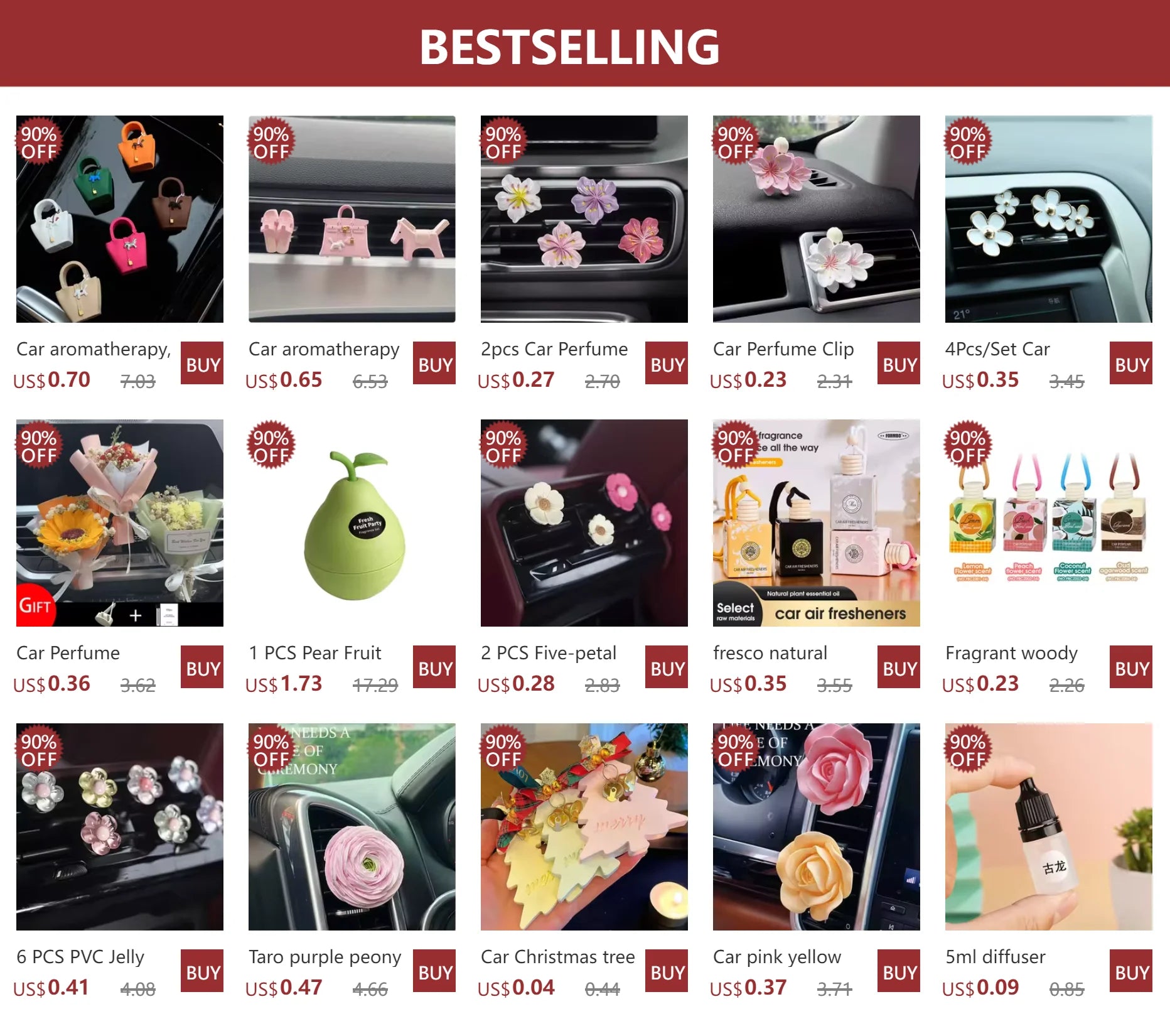 2pcs Car Perfume Clip Flower
