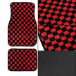 4pcs Floor Mats Checkered Front Rear Carpets Floor Mats Auto Interior