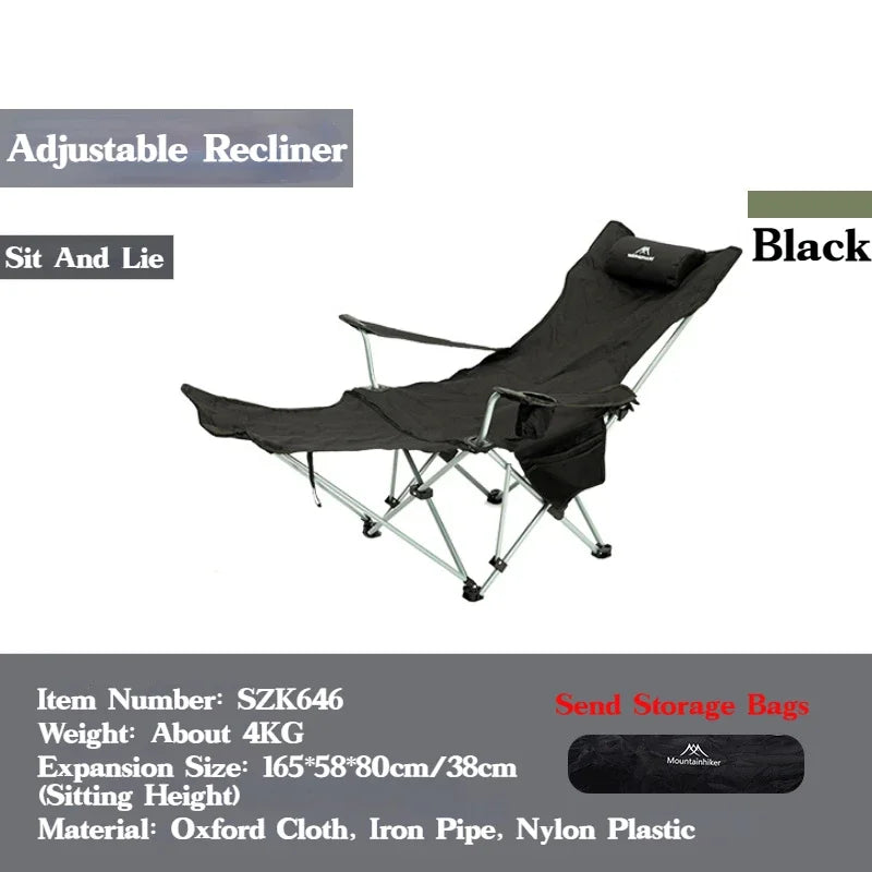 MOUNTAINHIKER Outdoor Folding Lounge Chair – 4-Speed Adjustable