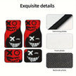 4pcs Cool Design Car Floor Mats, Vibrant Red with Black Accents,Durable, Non-Slip, Dirt-Resistant, Easy Clean