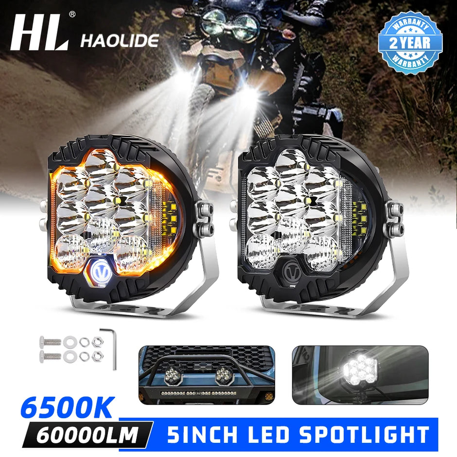 HL Side Shooter 5inch LED 6500K  4x4 Truck Fog Light 12V 24V
