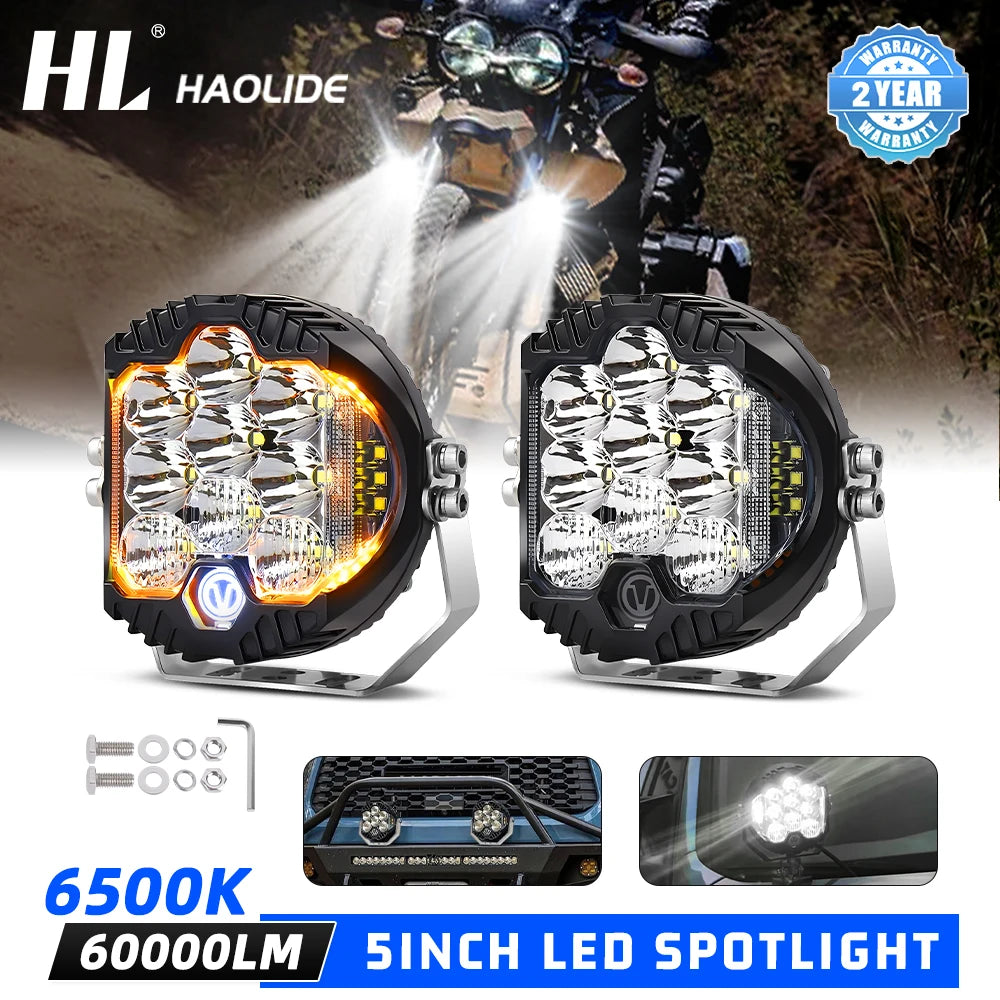HL Side Shooter 5inch LED 6500K  4x4 Truck Fog Light 12V 24V