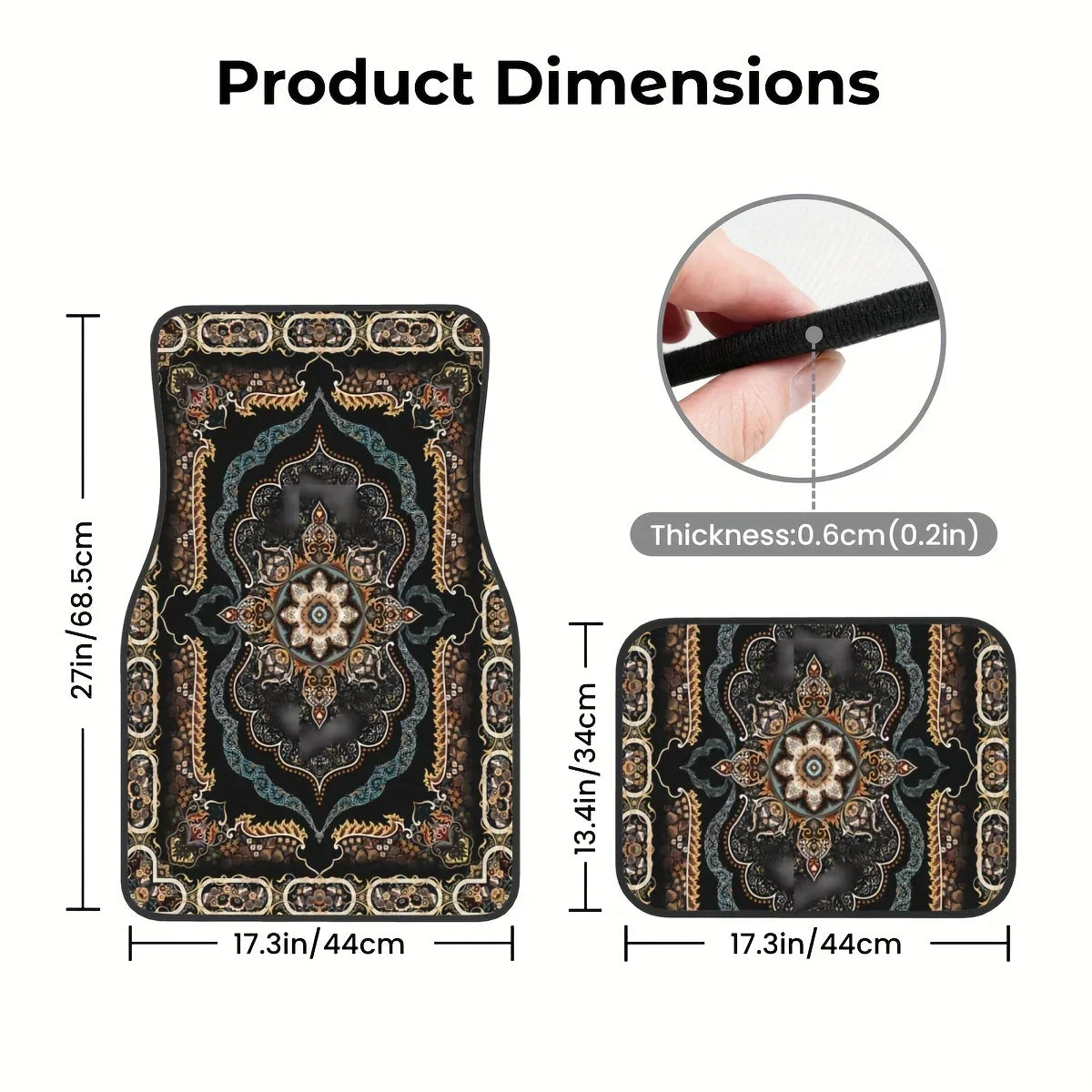 4 Pcs Car Floor Mats Bohemian Pattern